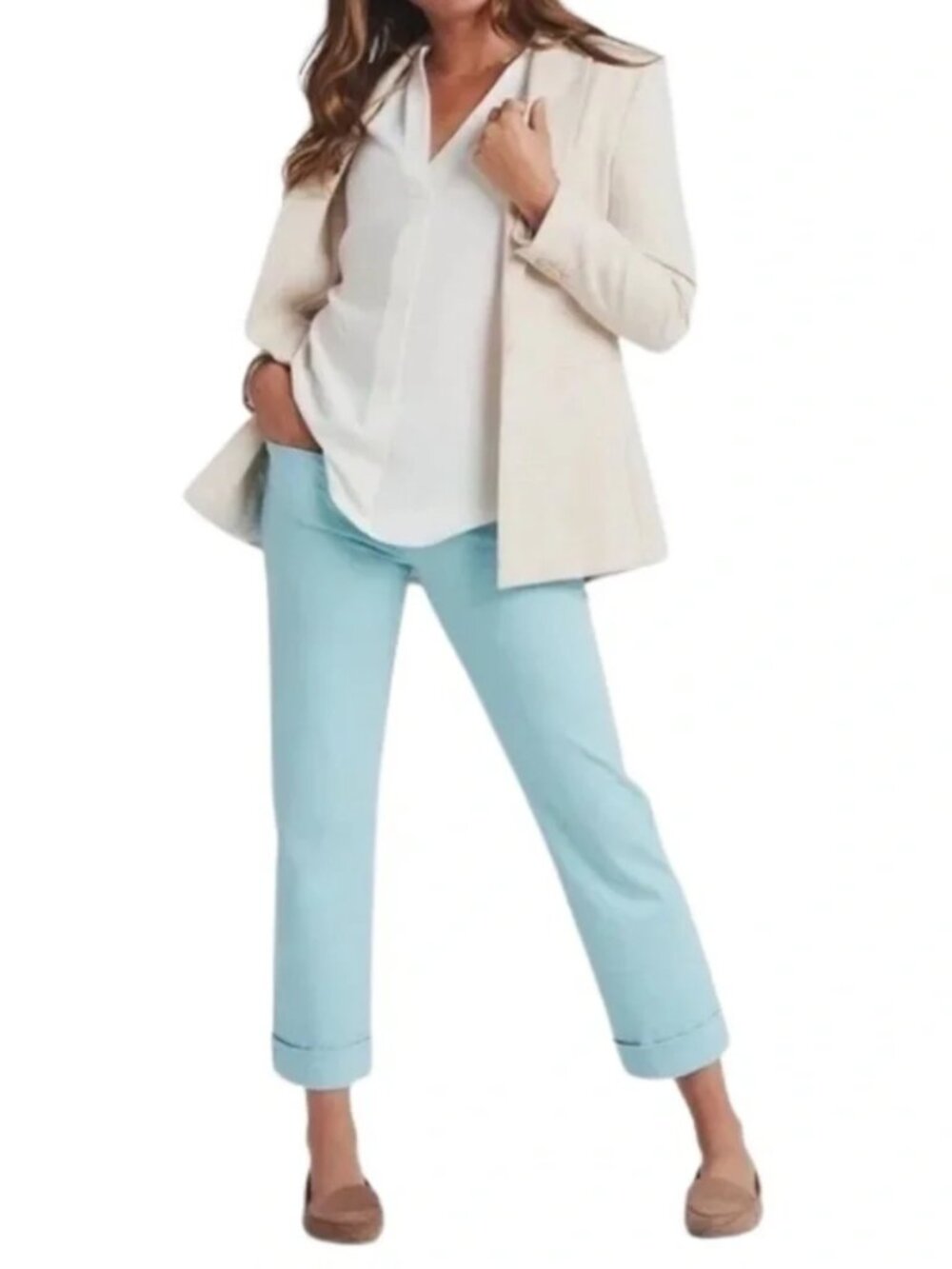 New Betabrand Robin's Egg Blue Crop Lite Dress Pant Yoga Pants Small Petite